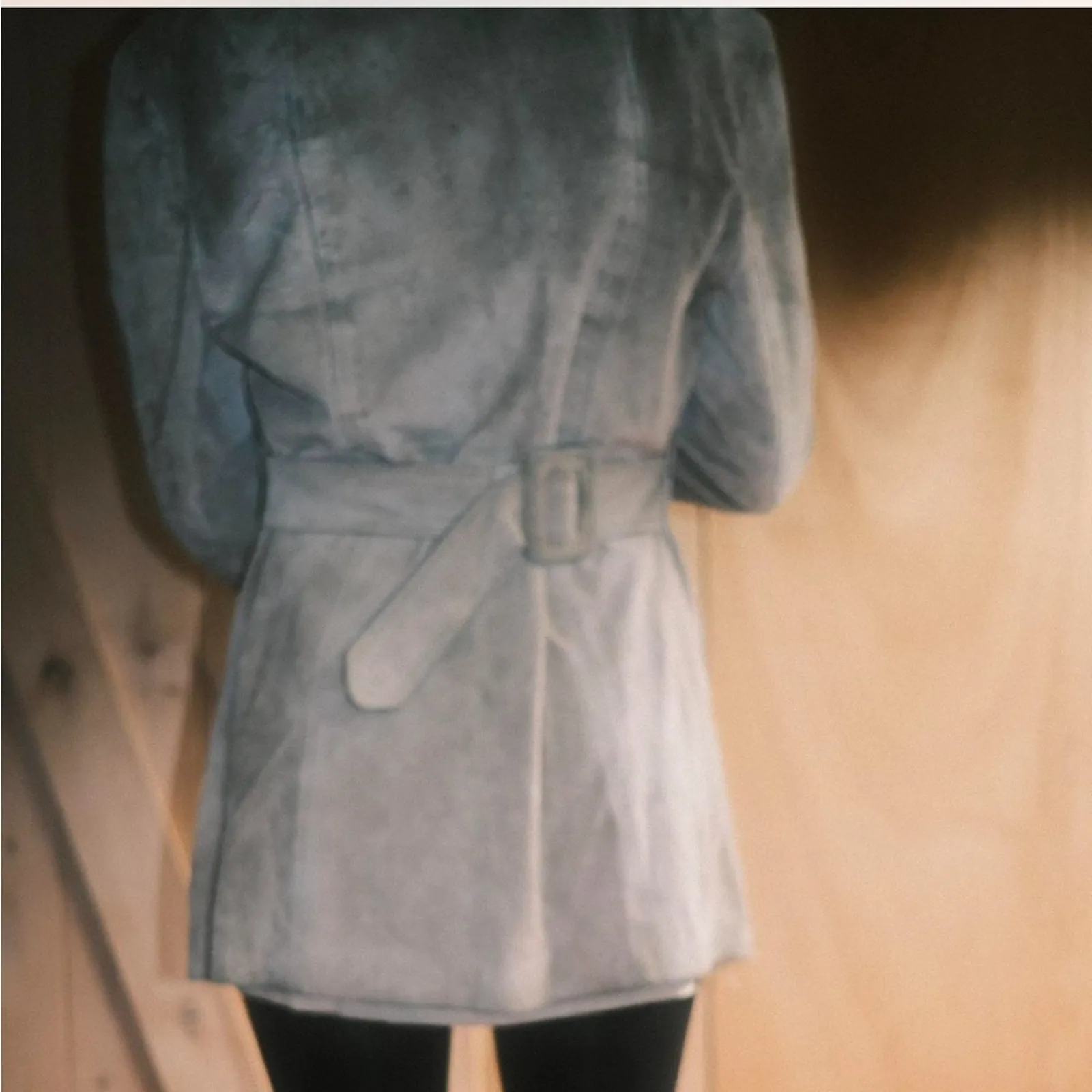 70s mod suede mini trench coat Gray - Image 5