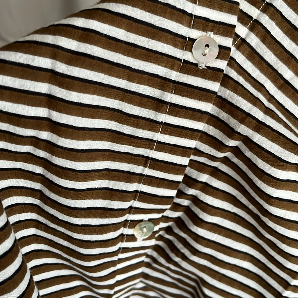 Alix of Bohemia Women's Kitsey Stripe Cotton Shirt XS Brown - Image 7