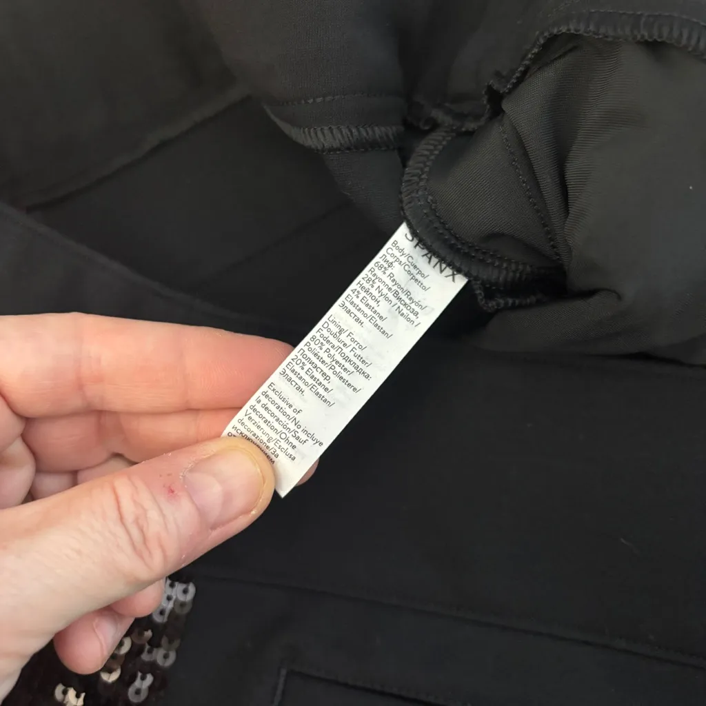 Spanx The Perfect Black Pant w/ Sequin Side Trim Black - Image 7