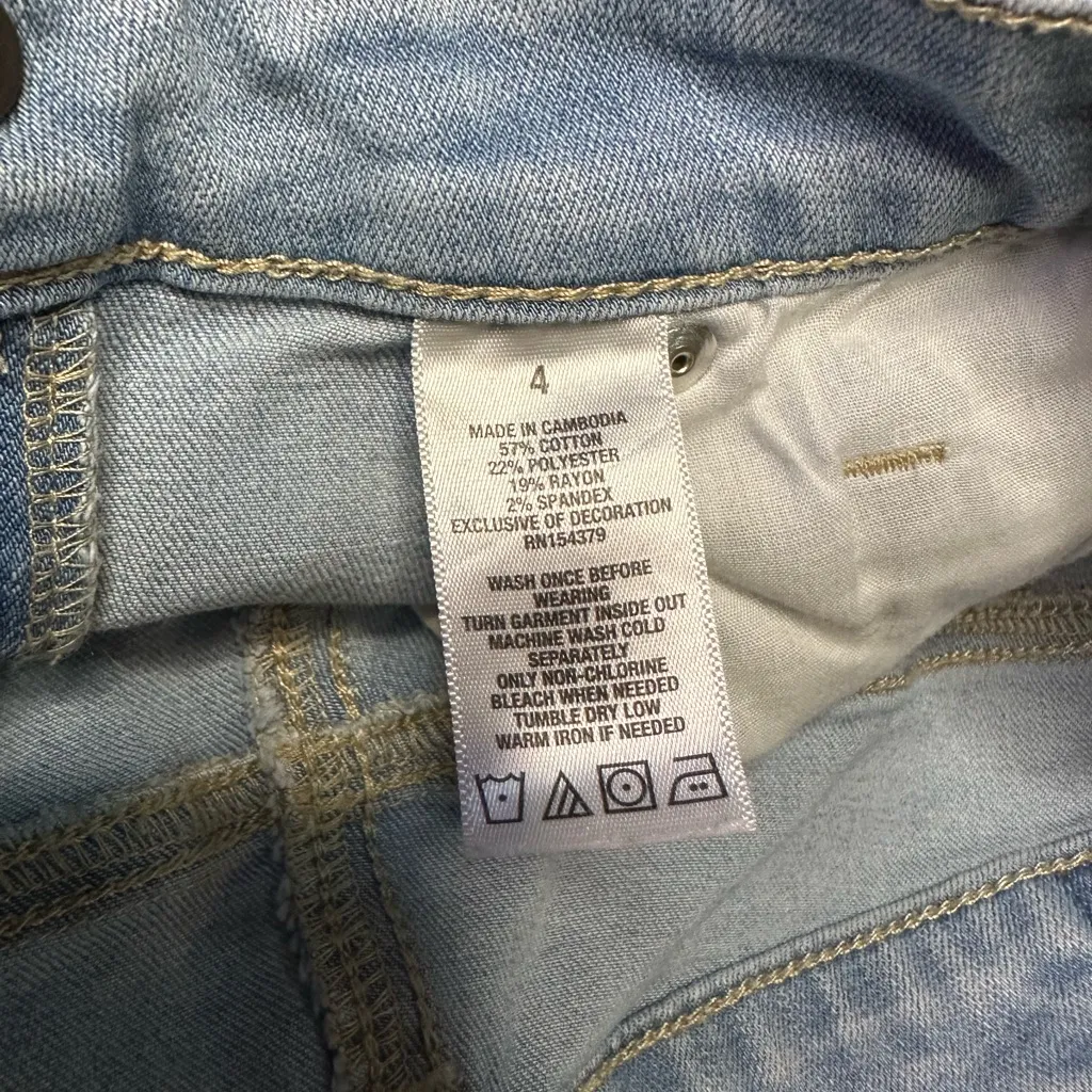 Aero Aeropostale High Rise Midi Distressed Denim Jean Shorts in Blue Size 4 - Image 6