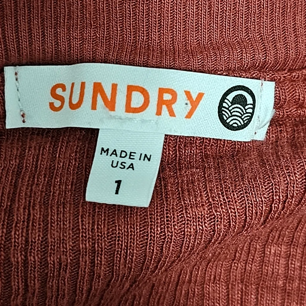 Anthro Sundry Hibiscus Ribbed Vneck Long Sleeve Henley Tee Size 1 (Small) - Image 6