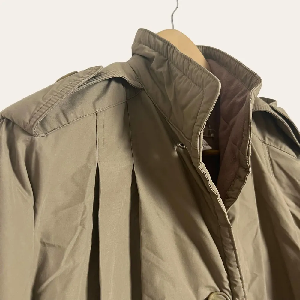 Vintage Thermaster Khaki Wool Insulated Trench Coat Size 6 - Image 3