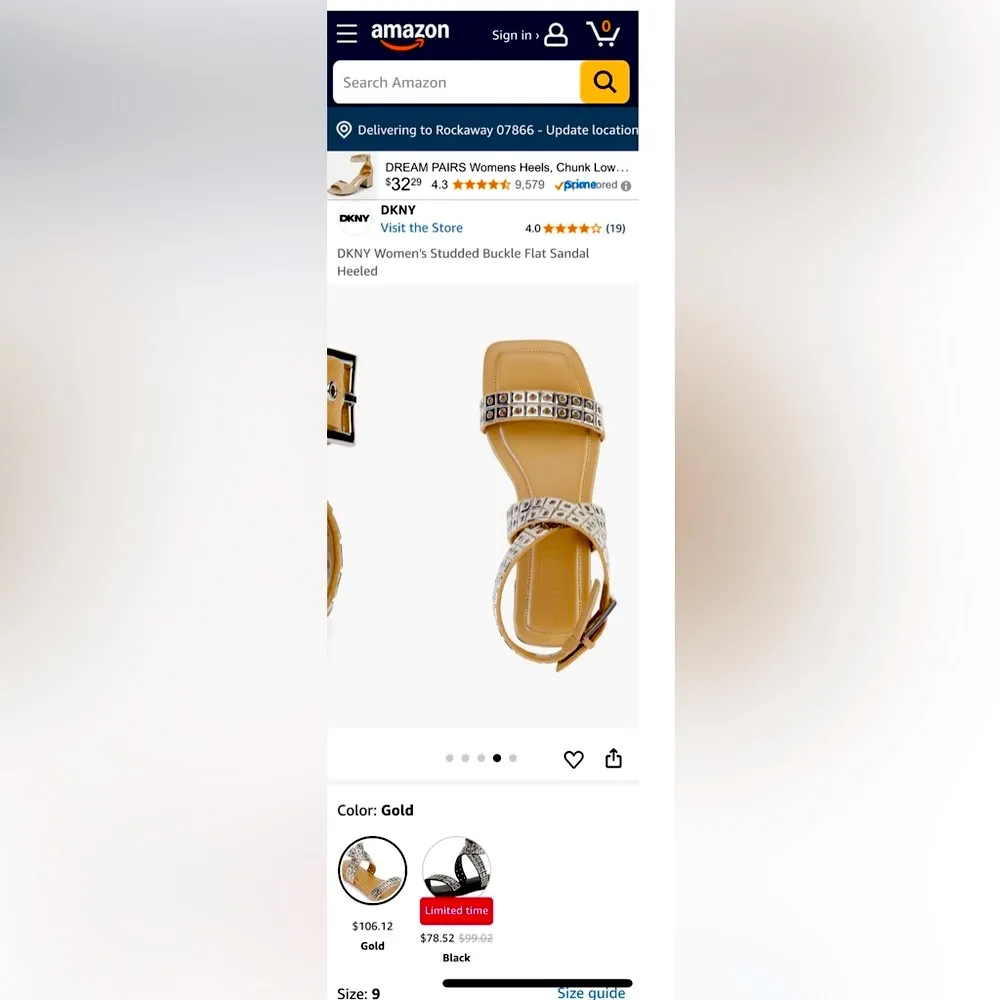 DKNY Women's Studded Buckle Flat Sandal Heeled  Size 9 - Image 5