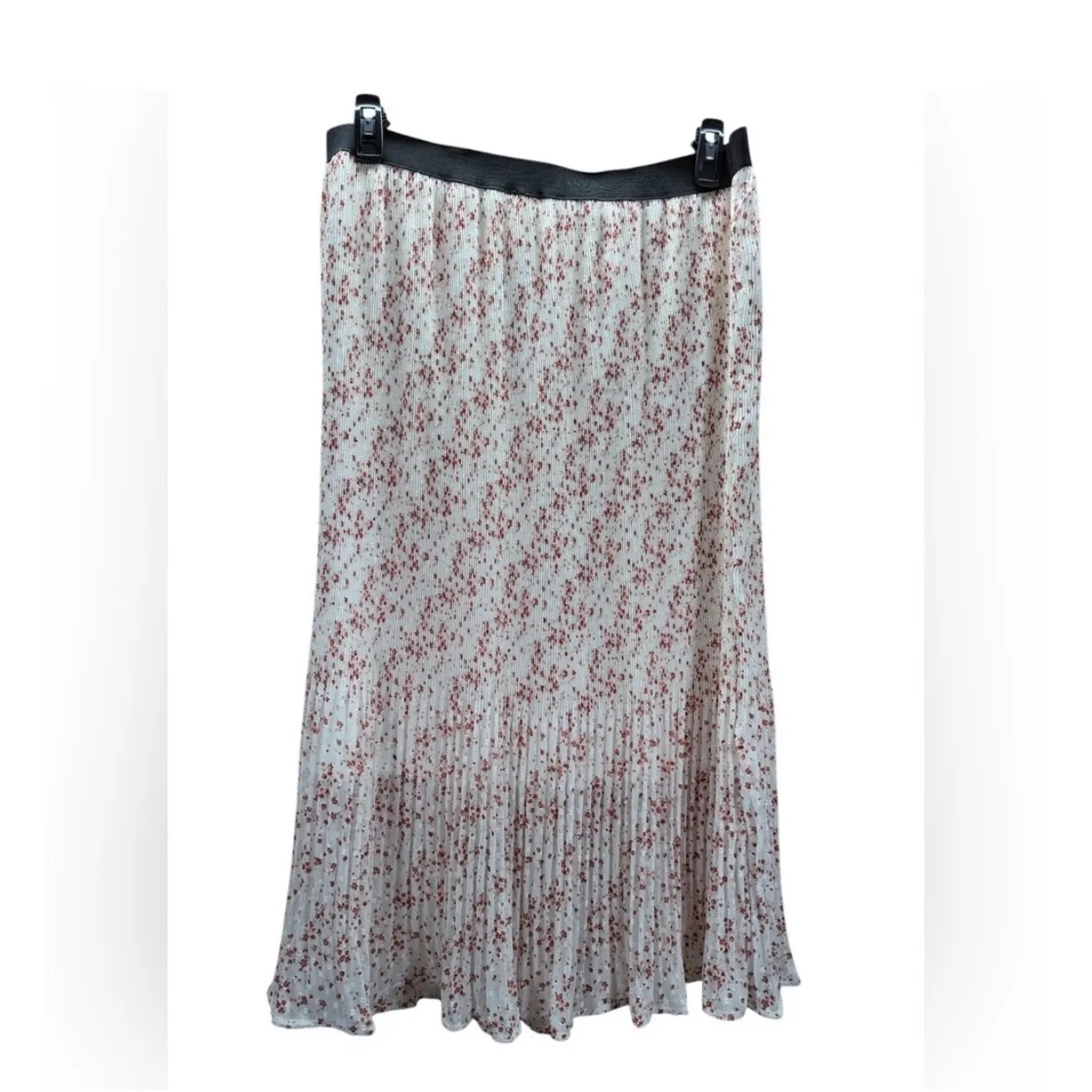 Adrianna Papell Pink Floral Pleated Midi Skirt Elastic Waist Women's XL - Image 2