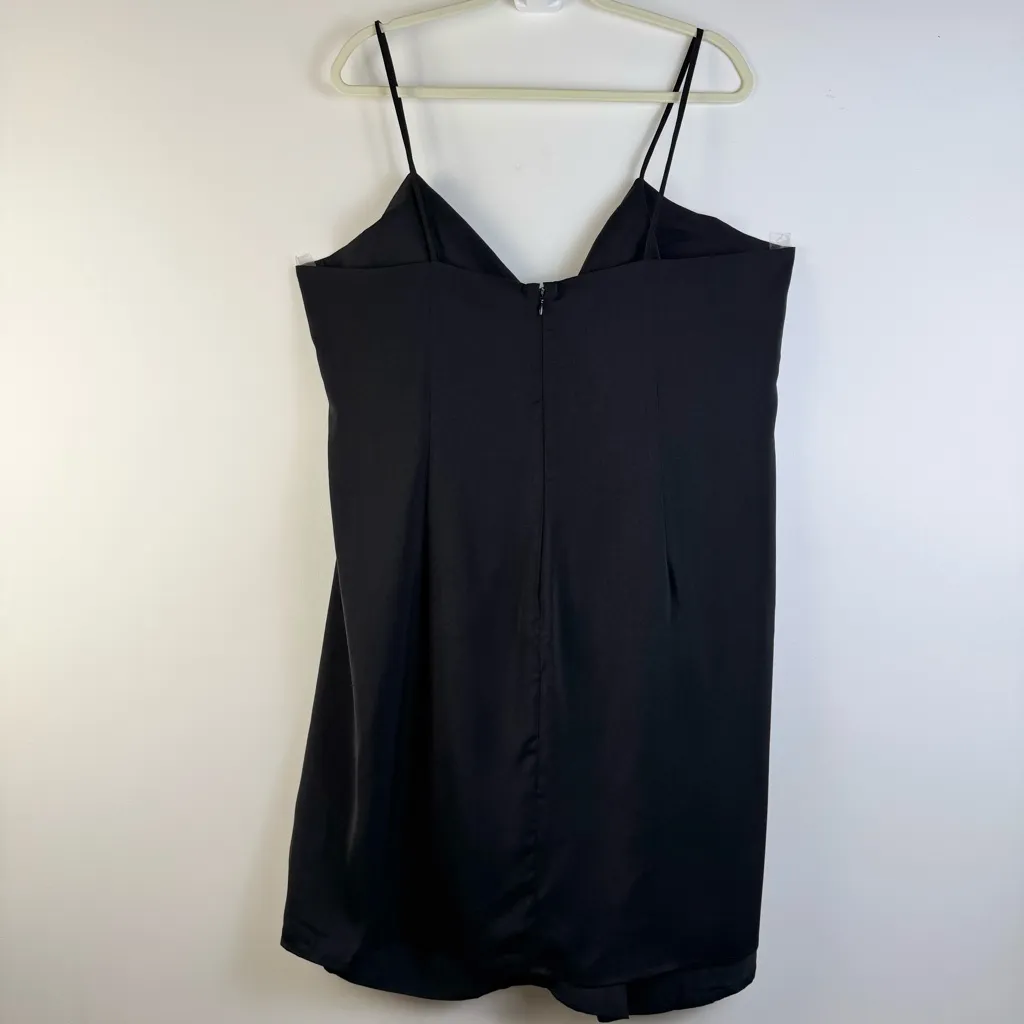 ELOQUII Draped Twist-Front Satin Slip Dress Black Size 22 NWT Plus Cocktail LBD - Image 7