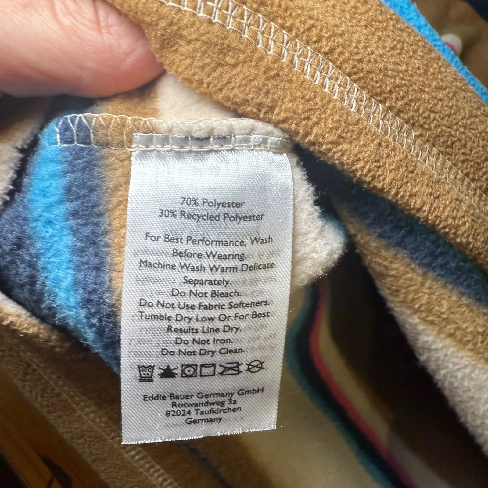 Eddie Bauer  Fleece Pullover Womens L Striped Quarter Zip Activewear Top - Image 11