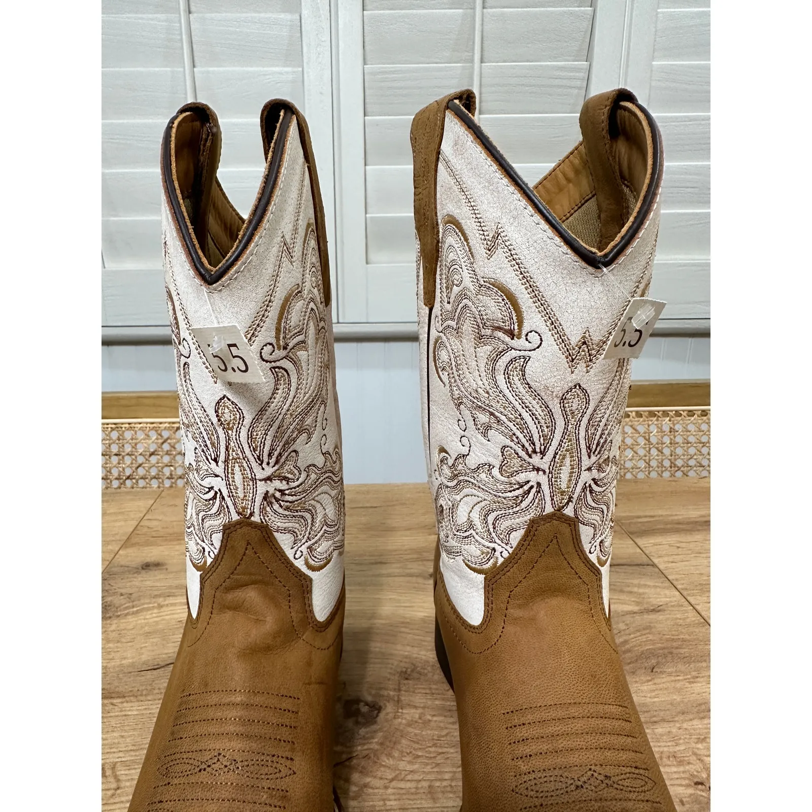 Shyanne Soltice™ Women's Flynn Western Boots Broad Square Toe Cream Size 5.5 NWT - Image 6