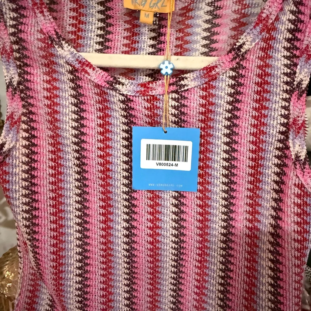 VRG GRL Pink and Red Striped Crop Top size medium - Image 5