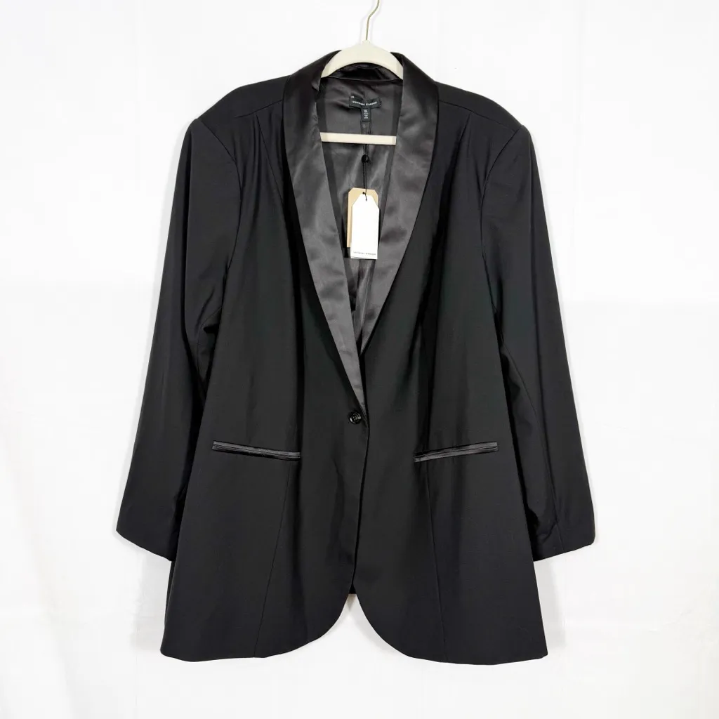 Universal Standard X Henning State Jacket Blazer Satin Trim Black - Image 2