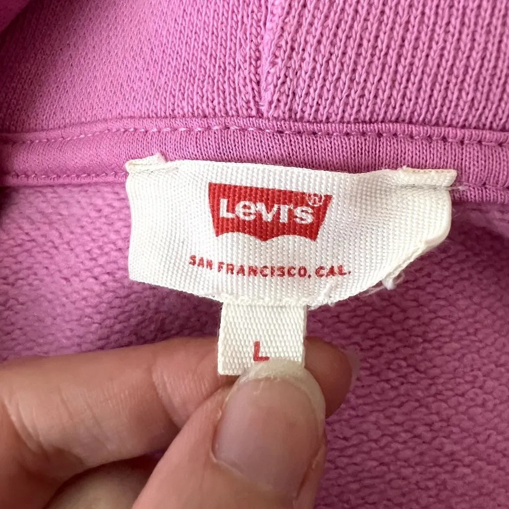 Levi's Pink Cropped Long Sleeve Hoodie Sweater - Image 7