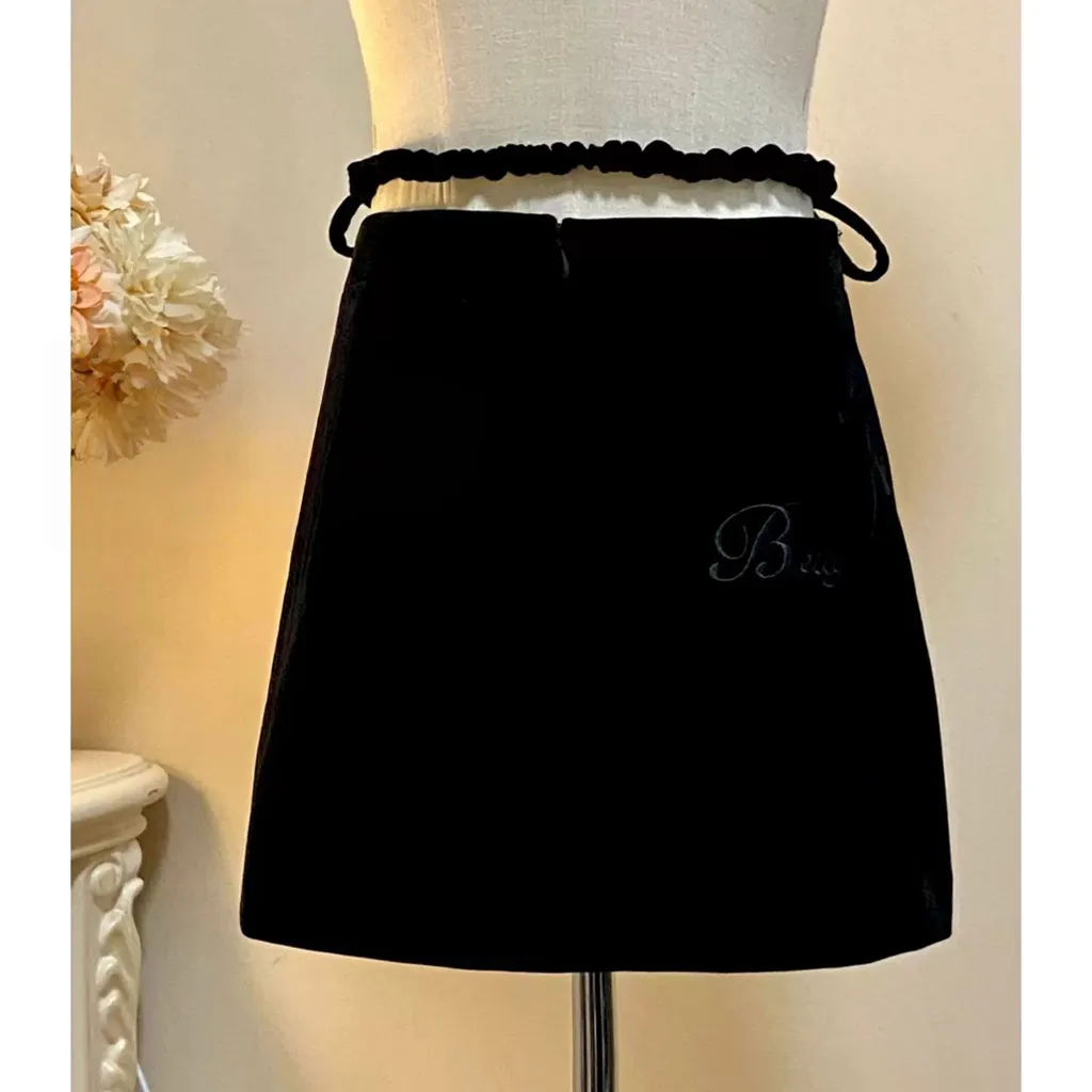 Black Bow-Tie Waist Mini Skirt Skort - Image 2
