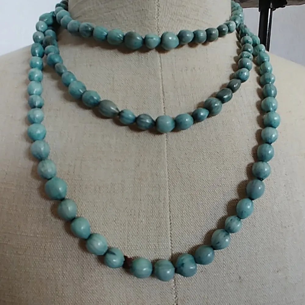 3 Vintage Estate Seed Bead Stone Necklace - Image 5