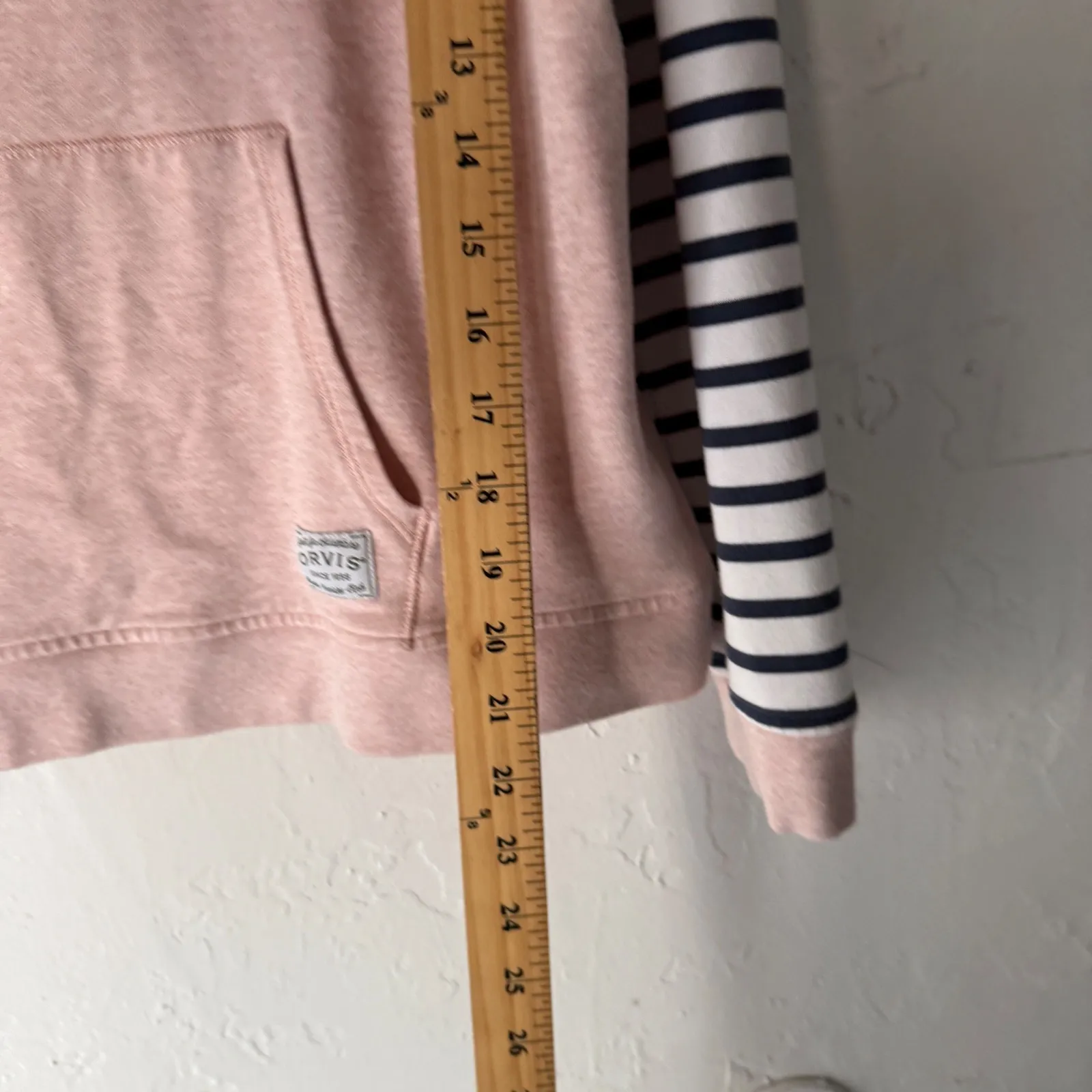 ORVIS Pink Striped Sleeve Sweatshirt Pima Cotton Small Crewneck Pullover Preppy - Image 6