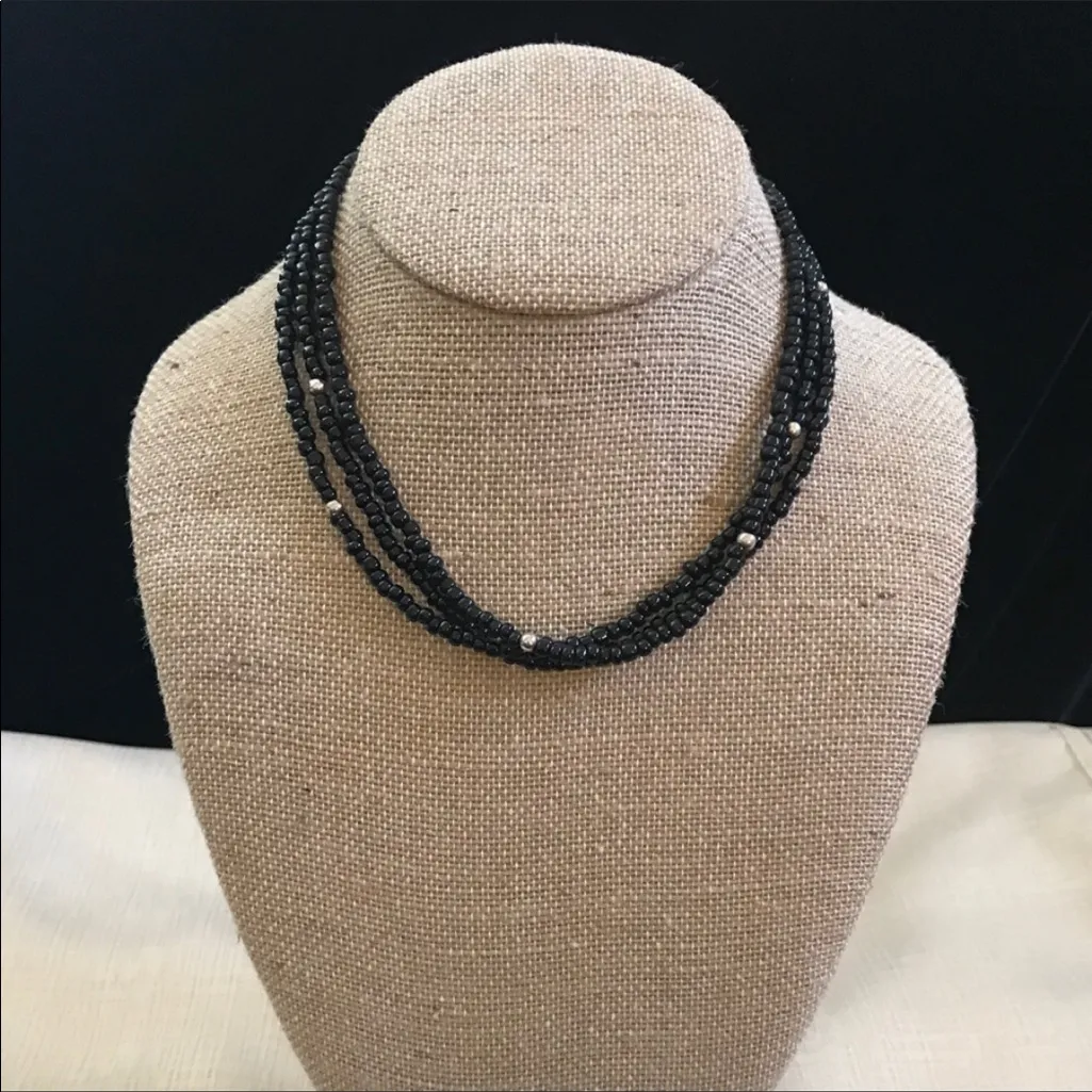 Silpada Black Glass bead necklace Three strand - Image 2