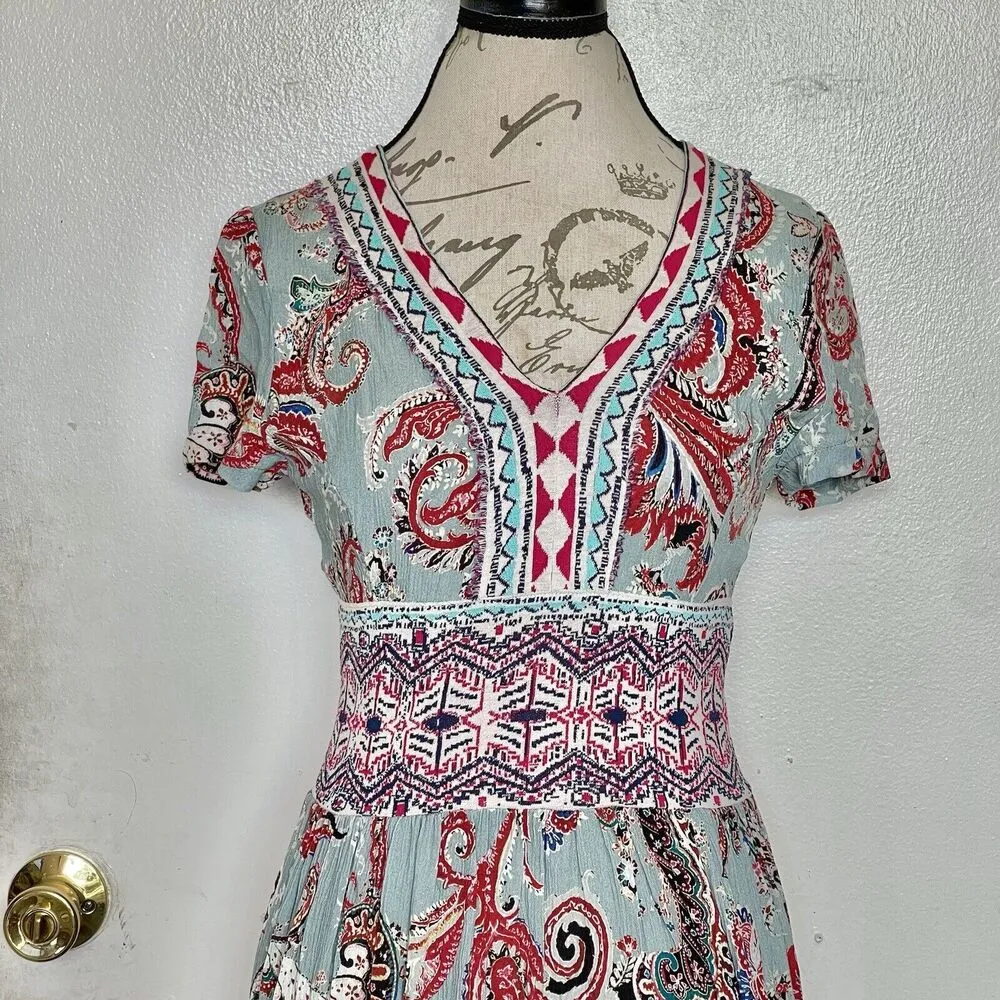Anthropologie Aldo Martins Dress XS Paisley Maxi Festival Boho chic indie Retro - Image 6