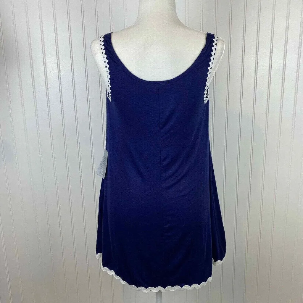 Vanity Room Sleep Dress Womens Small Navy Ric Rac Trim‎ NEW - Image 5