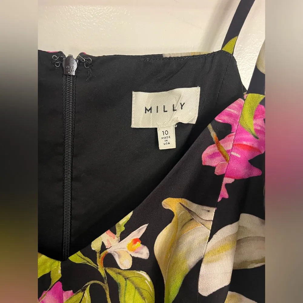 MILLY Calla Lily print midi dress size 10 - Image 3