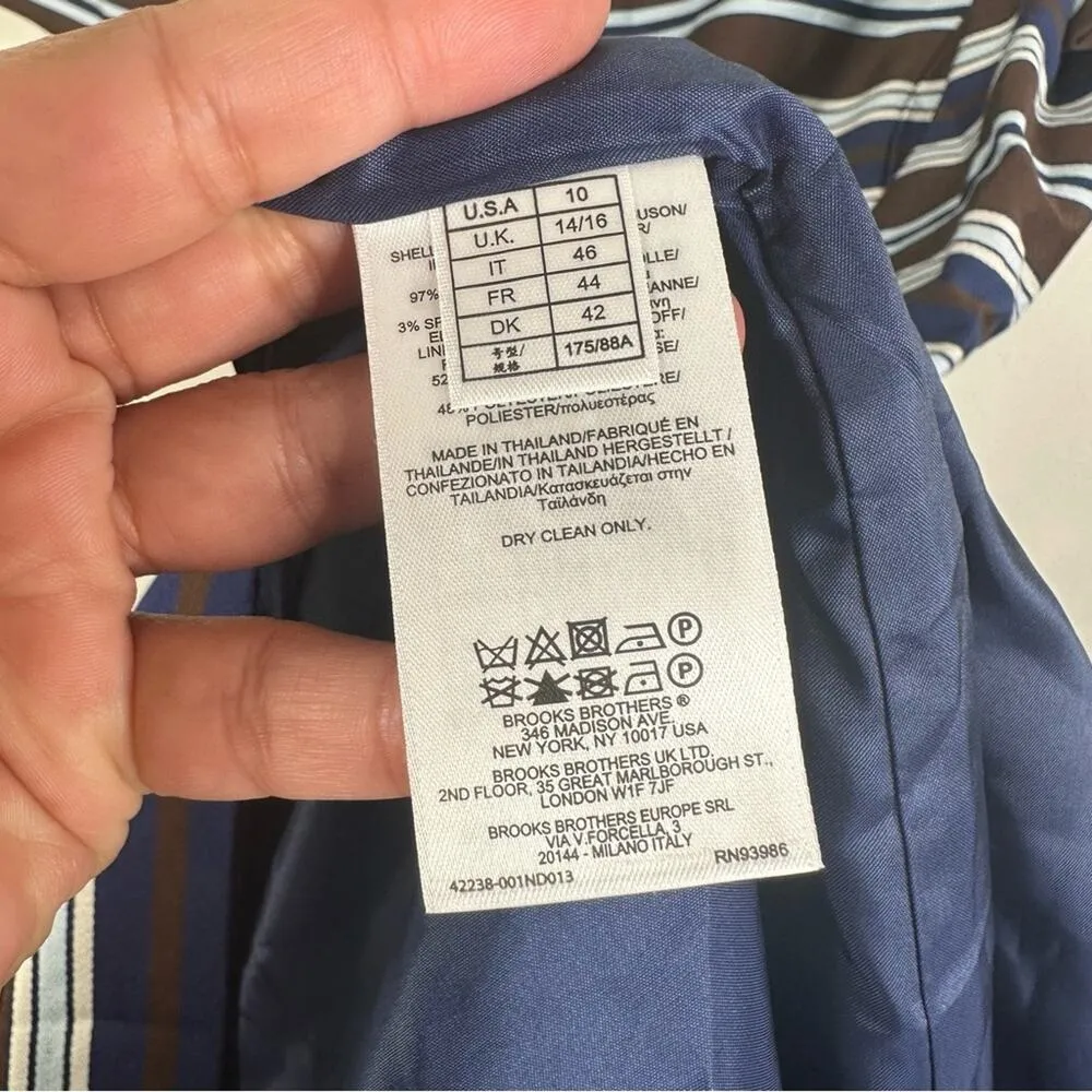 NWT Brooks Brothers Red Fleece Size 10 Blue Brown Striped Short Sleeve Dress - Image 9