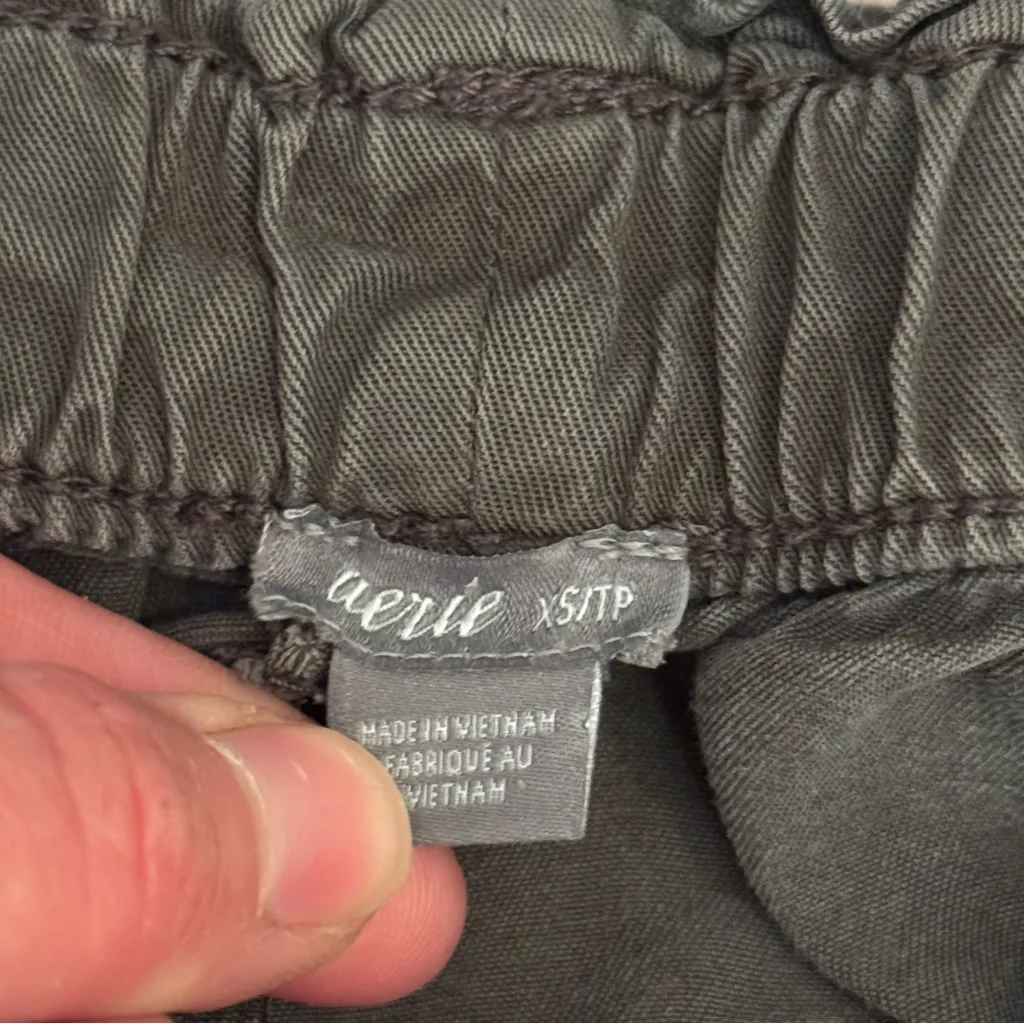 Aerie Pull On High-Waist Cargo Pants Washed Charcoal Gray Women’s Size XS - Image 10