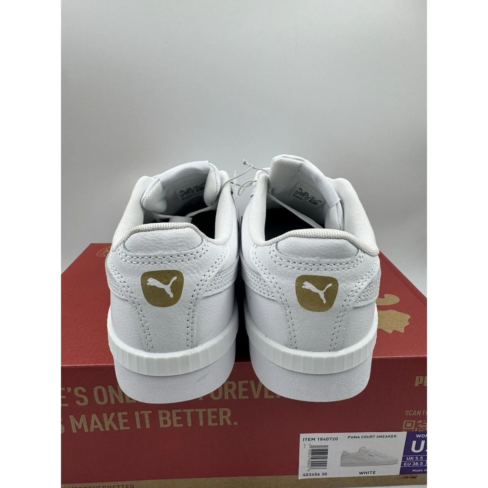 PUMA Court Sneaker, White, Women's Casual Low Top Leather Shoes Size 8 NEW - Image 5