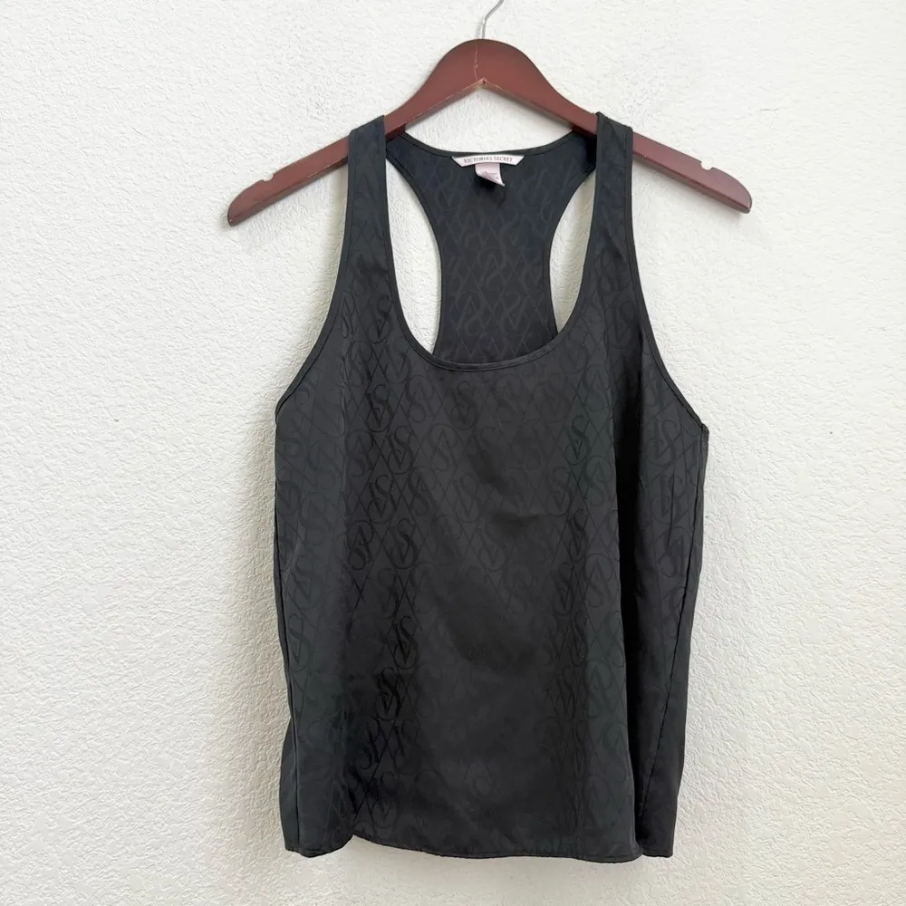 VS Victoria’s Secret Black All Over Print Satin Tank Top Size S - Image 2