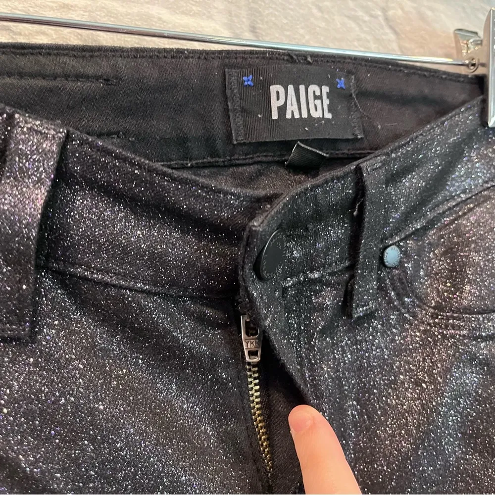 PAIGE Verdugo Ankle Jeans Size 24 Night Violet Shimmer Coated Shimmer Holiday - Image 8