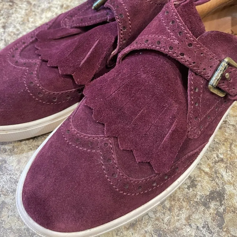 FRYE Gemma Kiltie Wine Color Suede Loafers Size 7.5 Oxford Slip On Shoes Sneaker - Image 6