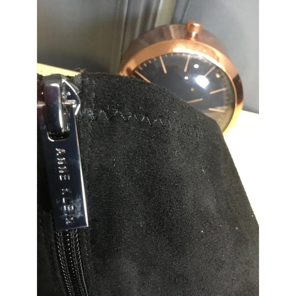 Anne Klein Valonia Women's 8 Black Suede Side Zipper Wide Calf Knee-high Booties - Image 11