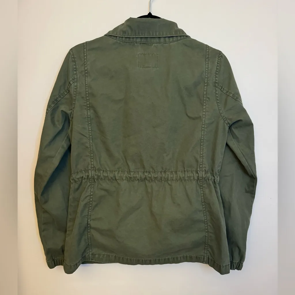 Old Navy Utility Jacket Women’s Small Olive Green Zip Front Drawstring Waist - Image 2