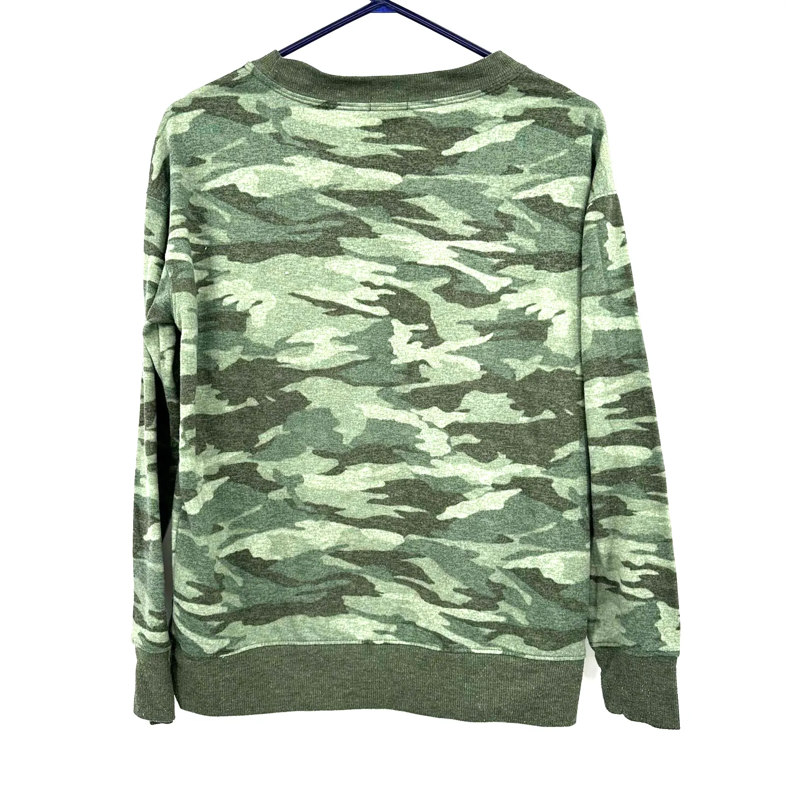 Splendid size small green‎ camo camouflage print pullover crew neck sweatshirt - Image 2