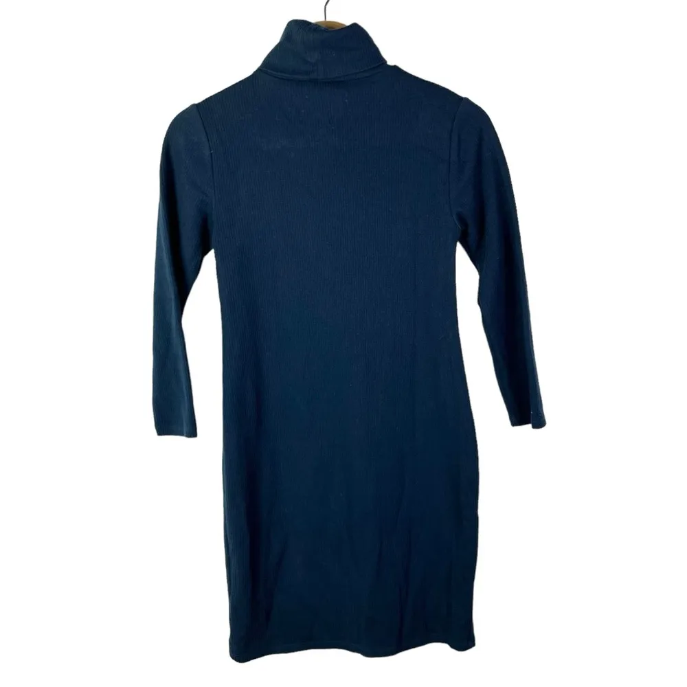 Urban Outfitters Teal Blue Ribbed Turtleneck Long Sleeve Bodycon Mini Dress XS - Image 2