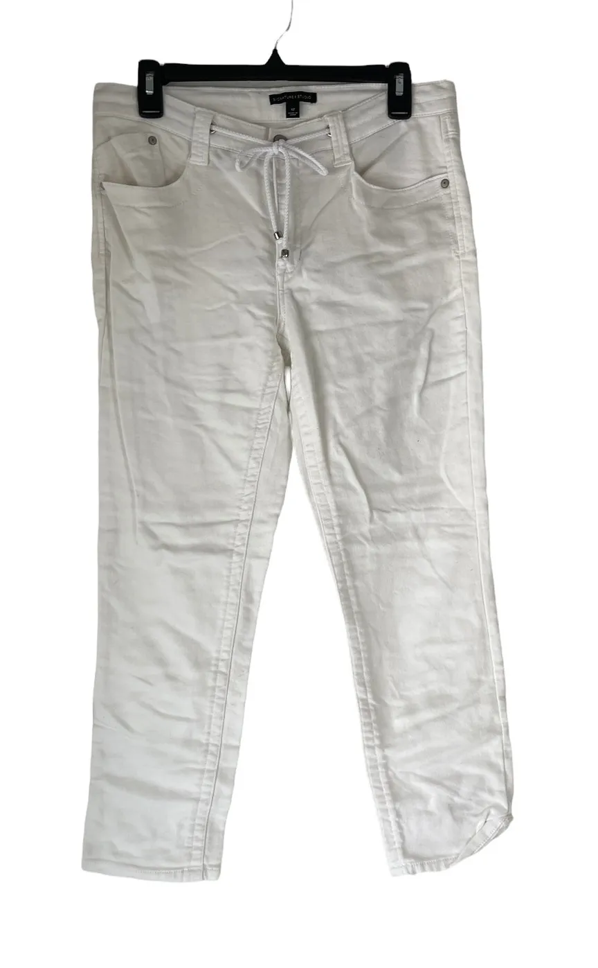 Signature Studio Women's Size 12 White Tie Cropped Summer Pants - Image 1