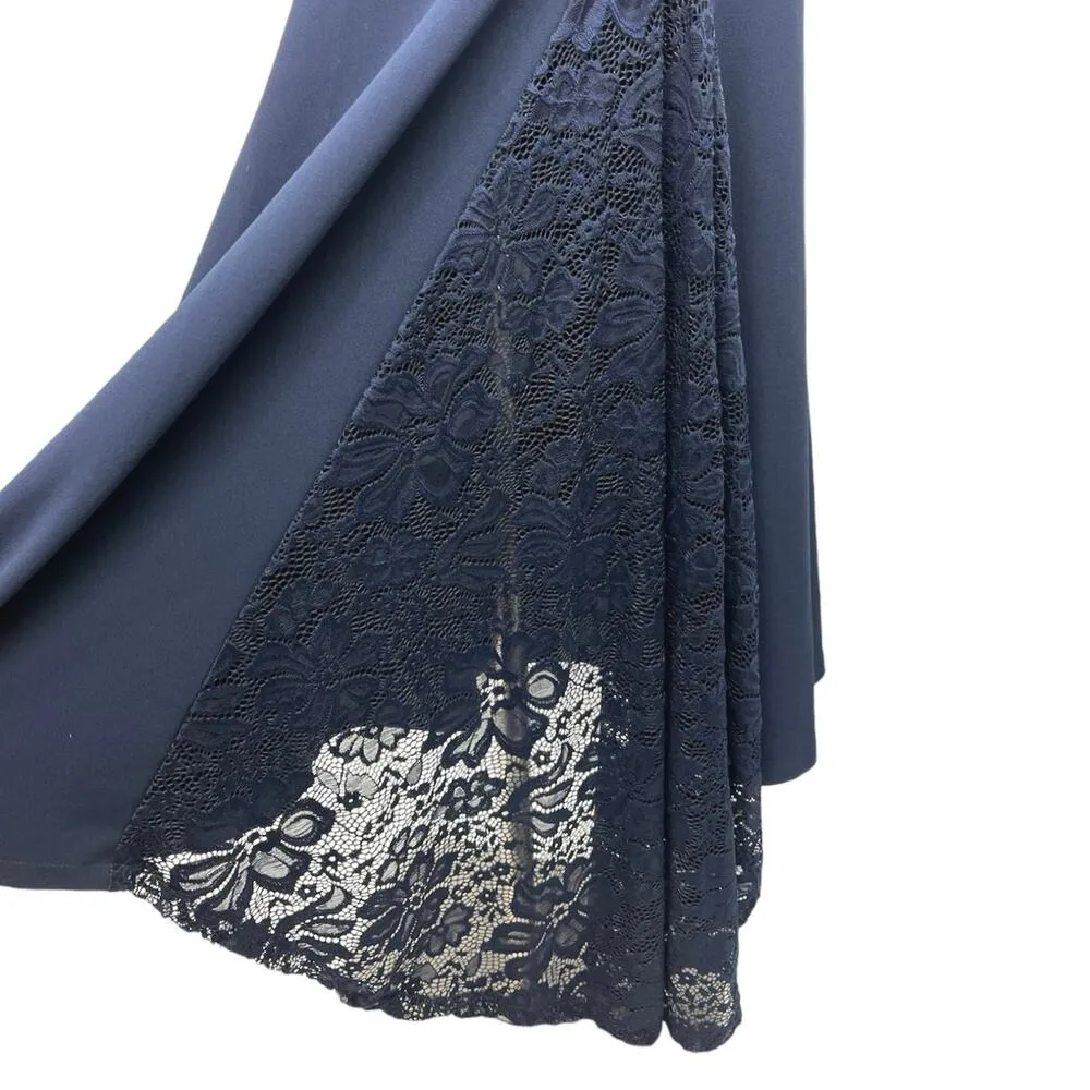 Missguided Navy Blue Lace Halter Sleeveless Cocktail Maxi Bridesmaid Dress Sz 2 - Image 7