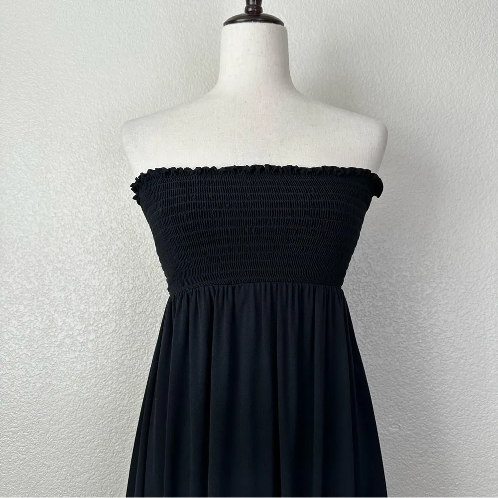 Juicy Couture Y2K Black Smocked Swim Cover Up Mini Dress, Size SP - Image 2