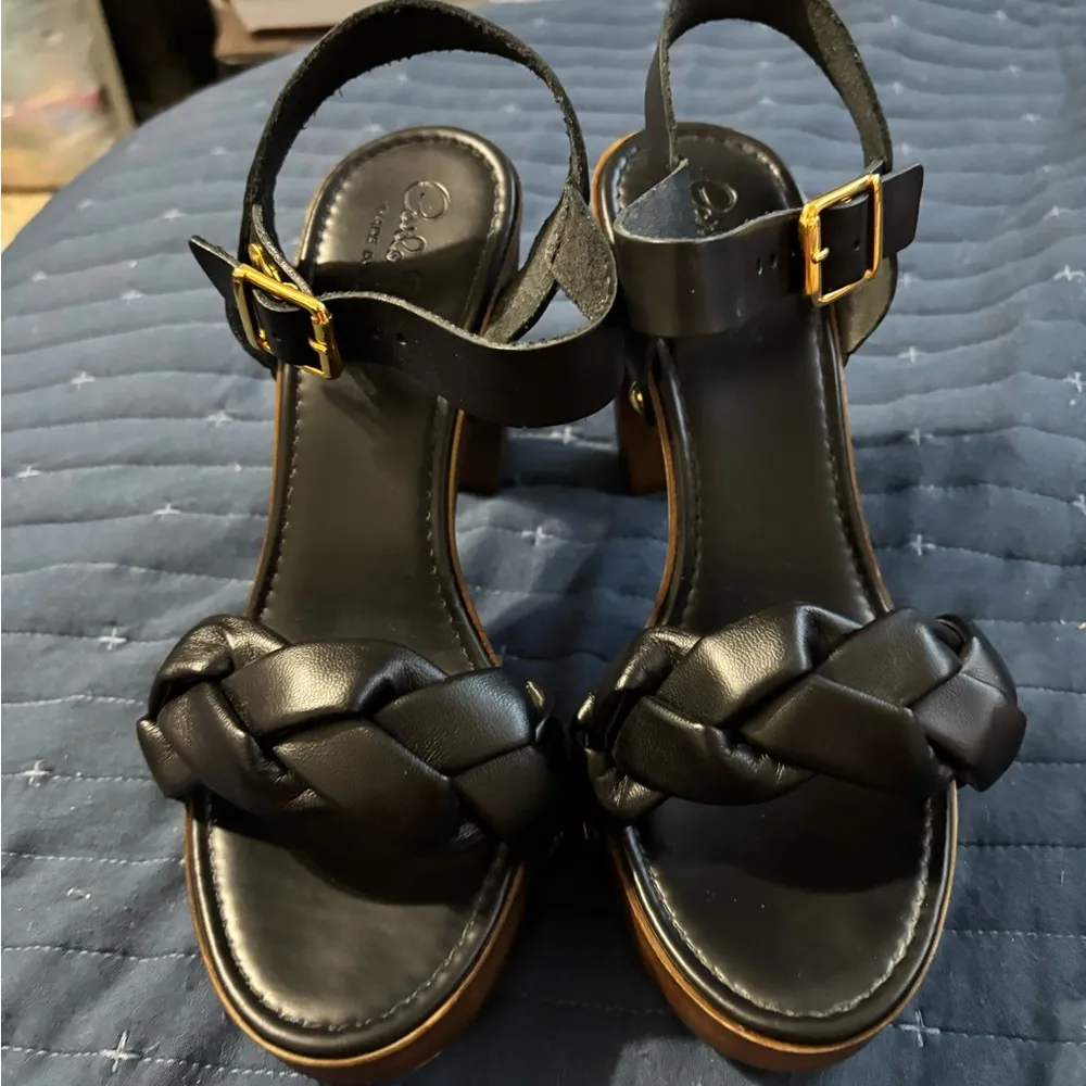 Carlo Pesci bleck high heeled sandals leather size 39,8.5 Black - Image 2