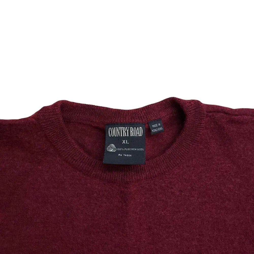 Country Road Wool Knit Sweater Womens XL Red Long Sleeve Vintage - Image 4