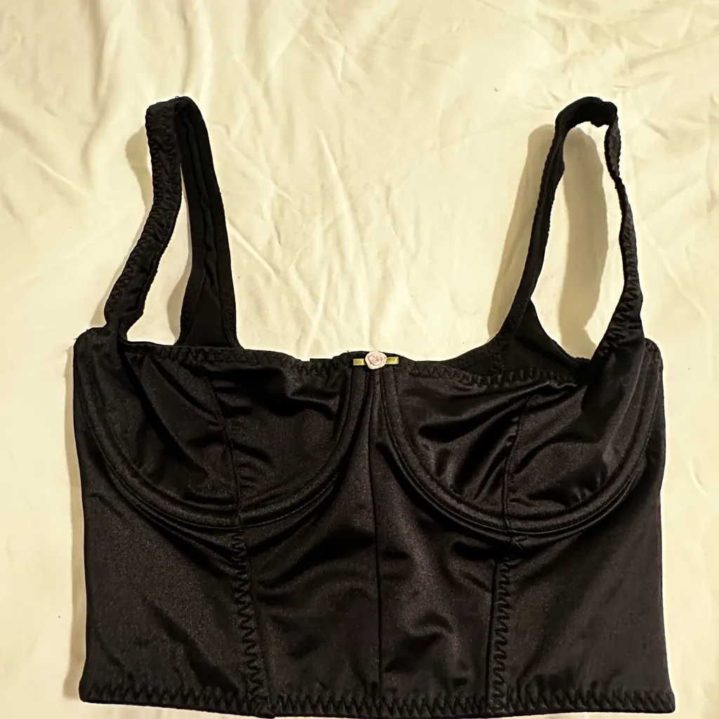 Black Satin Skims Rosette Corset Top - Image 2