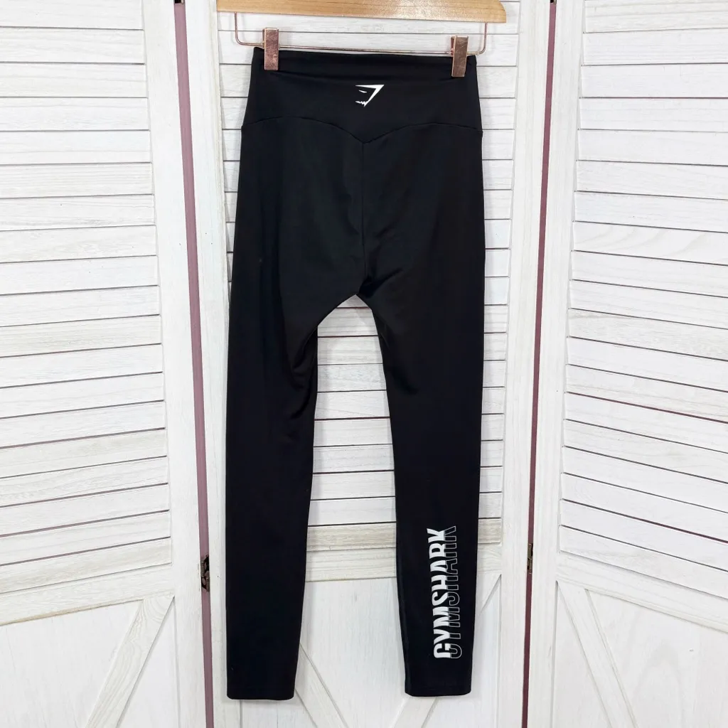Gymshark Fraction Graphic Logo Leg‎ High Rise Athletic Leggings Black Small - Image 2