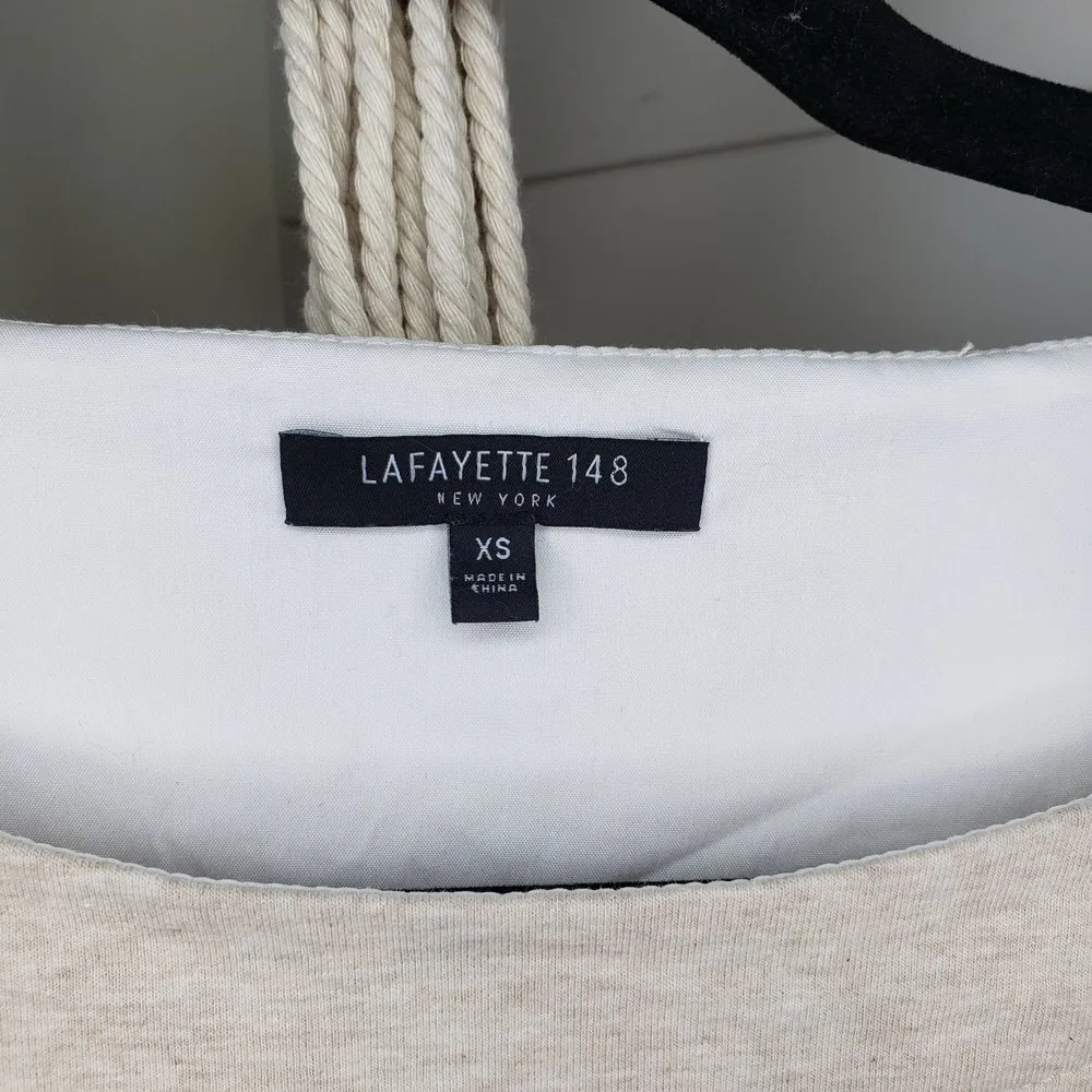 Lafayette 148 Duke Twofer tan and white long sleeve XS top - Image 7
