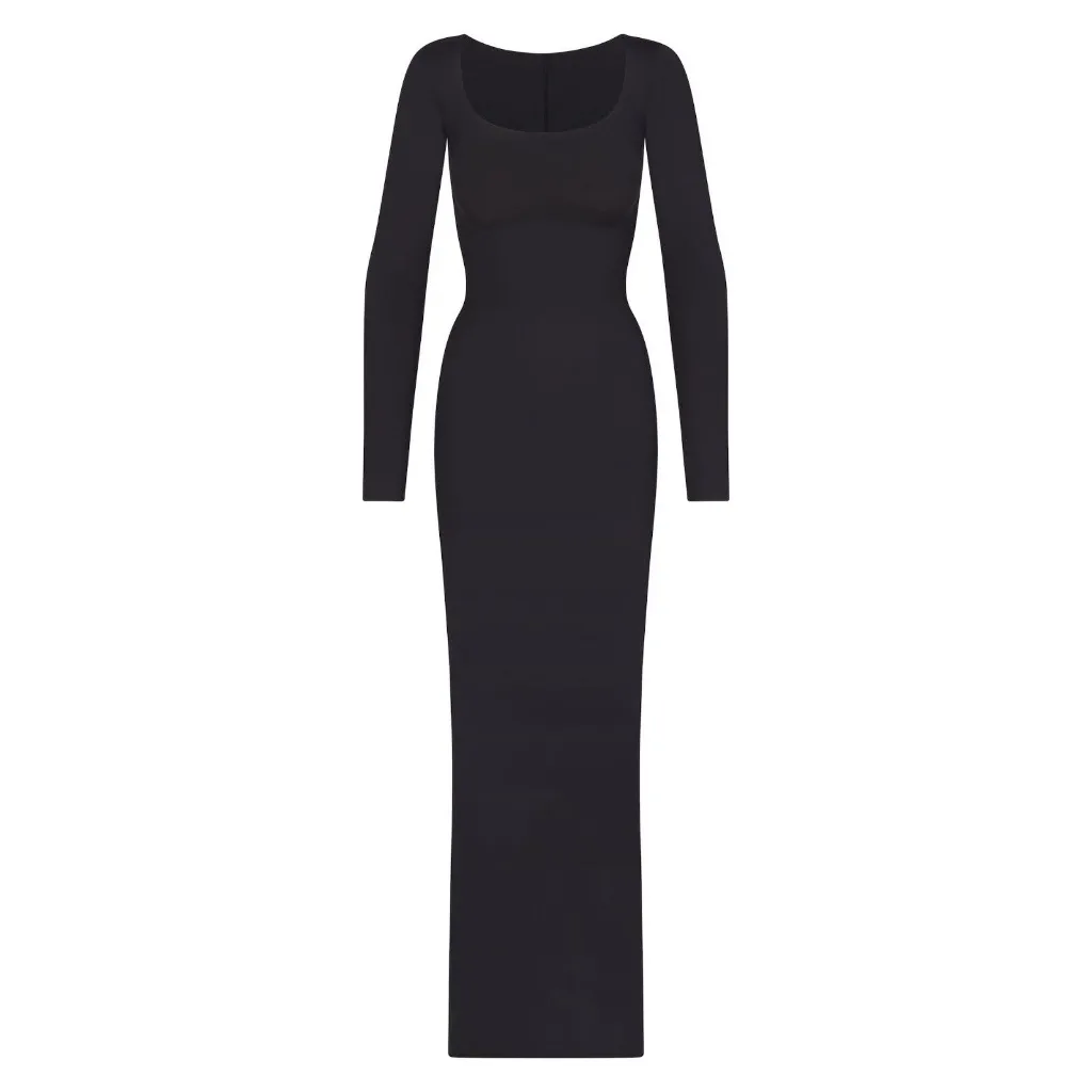 Skims Body Long Slip Dress in Onyx, Size X-Small - Image 10