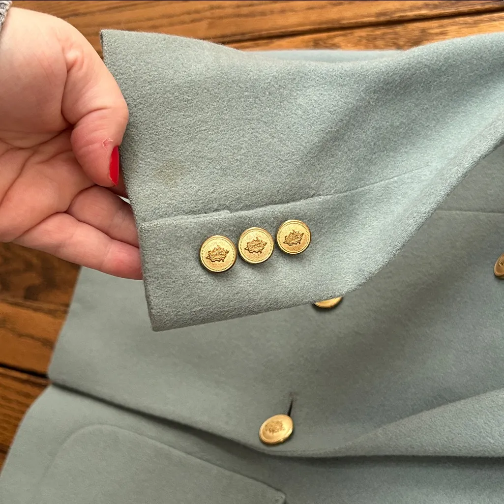 Vtg Pietrafesa Studio 121 100% Camel Hair Blazer Mint‎ Green oversized women’s 2 - Image 4