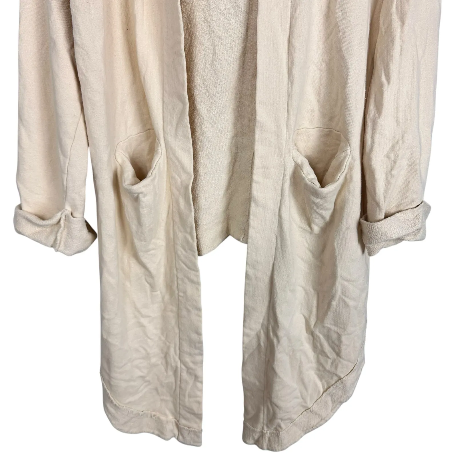 Free People Beach Cream Terry Cloth Hooded Waterfall Cardigan Sweater Size XS/S - Image 7