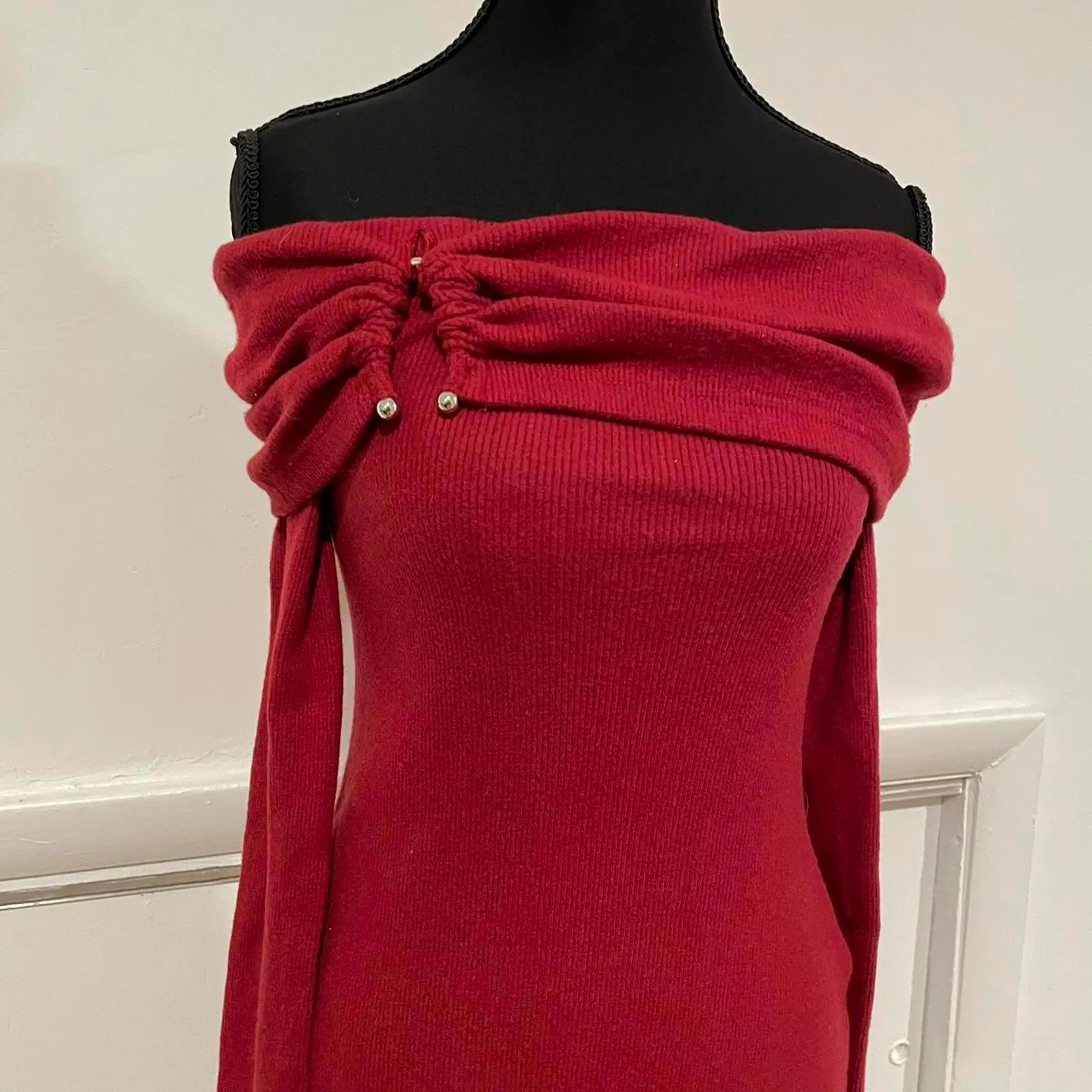 Burgundy off-the-shoulder sweater dress. pretty little thing, size 4 - Image 3