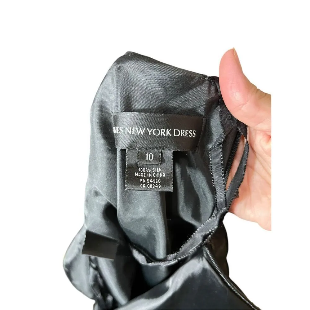 Vintage Jones New York 90s 100% Silk Black Tiered Dress Size 10 - Image 7