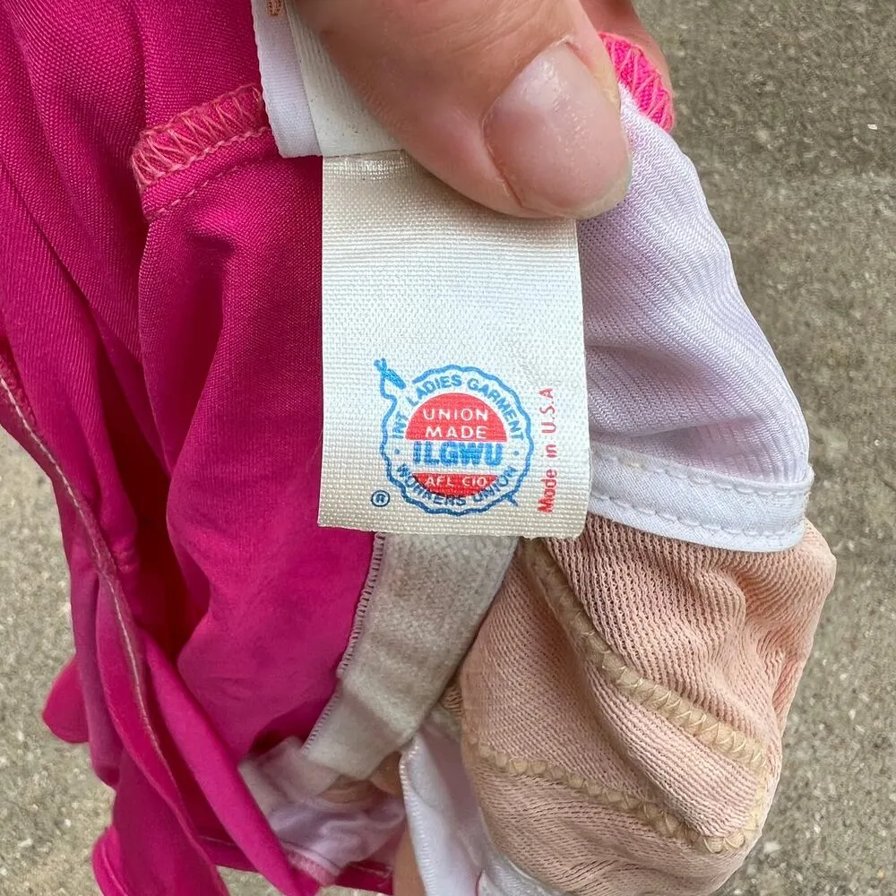 Vintage Sea Fashions of California hot pink ruched one piece swimsuit NWT Size L - Image 9