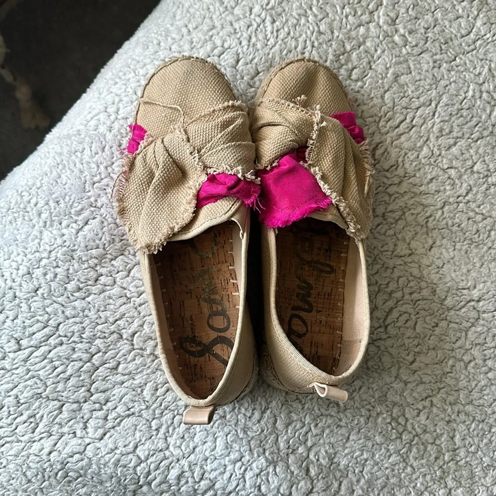 Sam Edelman Women's 8 Cabrera Taffeta Canvas Espadrille Shoe Beige Pink Coastal - Image 11