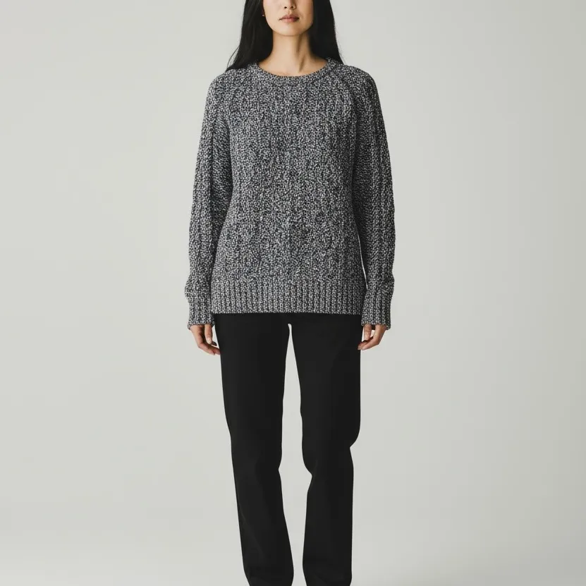 Loft Cable knit sweater. Marl Black. Medium - Image 2