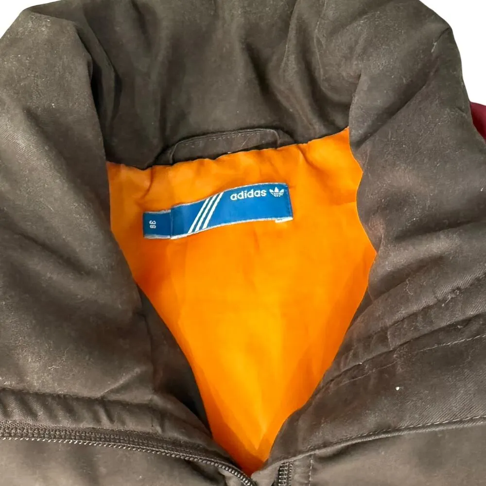 Adidas Brown Red Orange Chevron Embroidered Polar Bear Puffer Jacket size 38 / S - Image 6