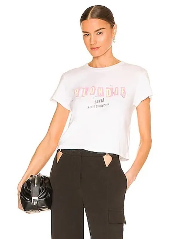Revolve Daydreamer 100% Cotton White Blondie Live Concert Cropped Tee Size Small - Image 1