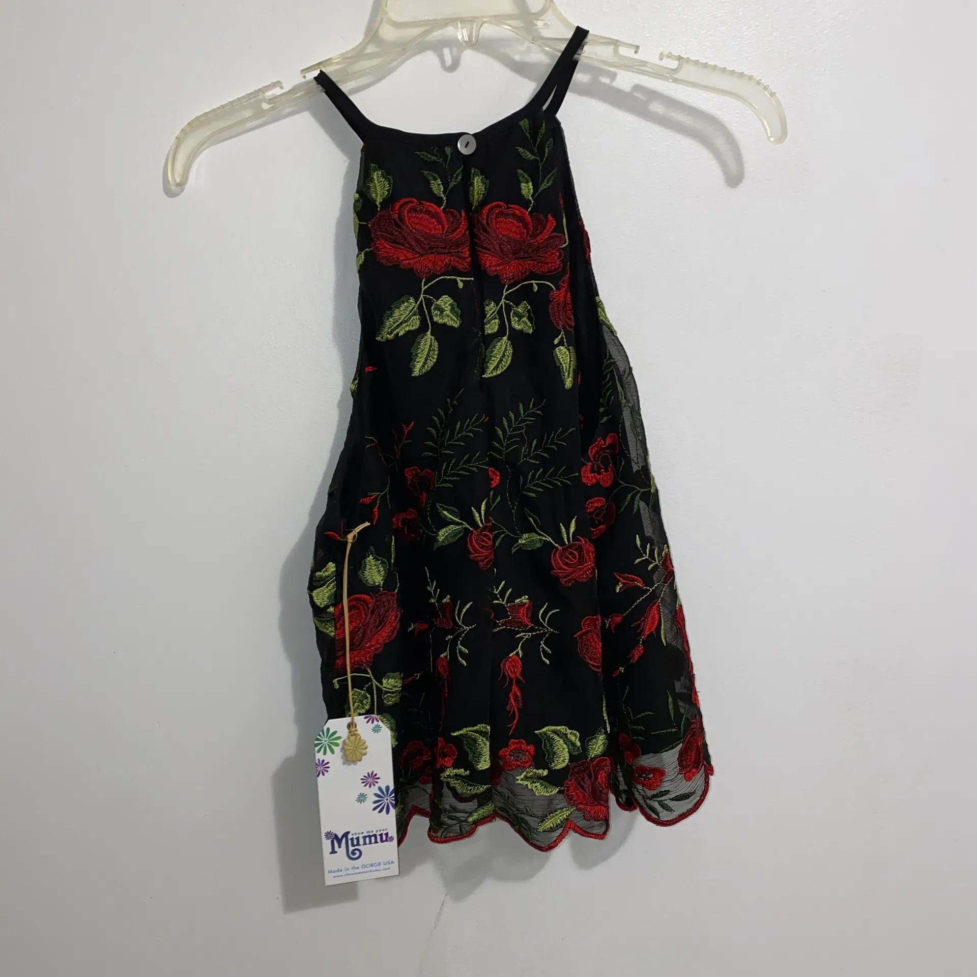 NWT  Risqué Black Buttoned Back Rose Tamara Embroidered Top S - Image 3